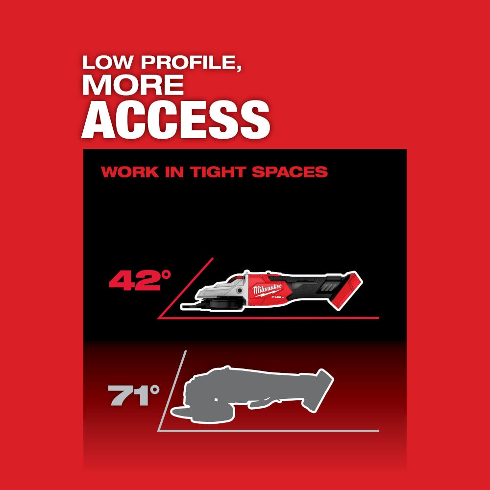 Milwaukee 2887-20 M18 FUEL 5-in Flathead Braking Grinder, Slide Switch Lock-On , Tool Only