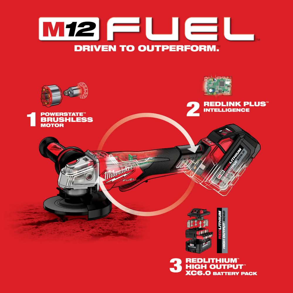 Milwaukee 2888-20 M18 FUEL 4-1/2-in / 5-in Variable Speed Braking Grinder, Paddle Switch No-Lock , Tool Only (PROMO)
