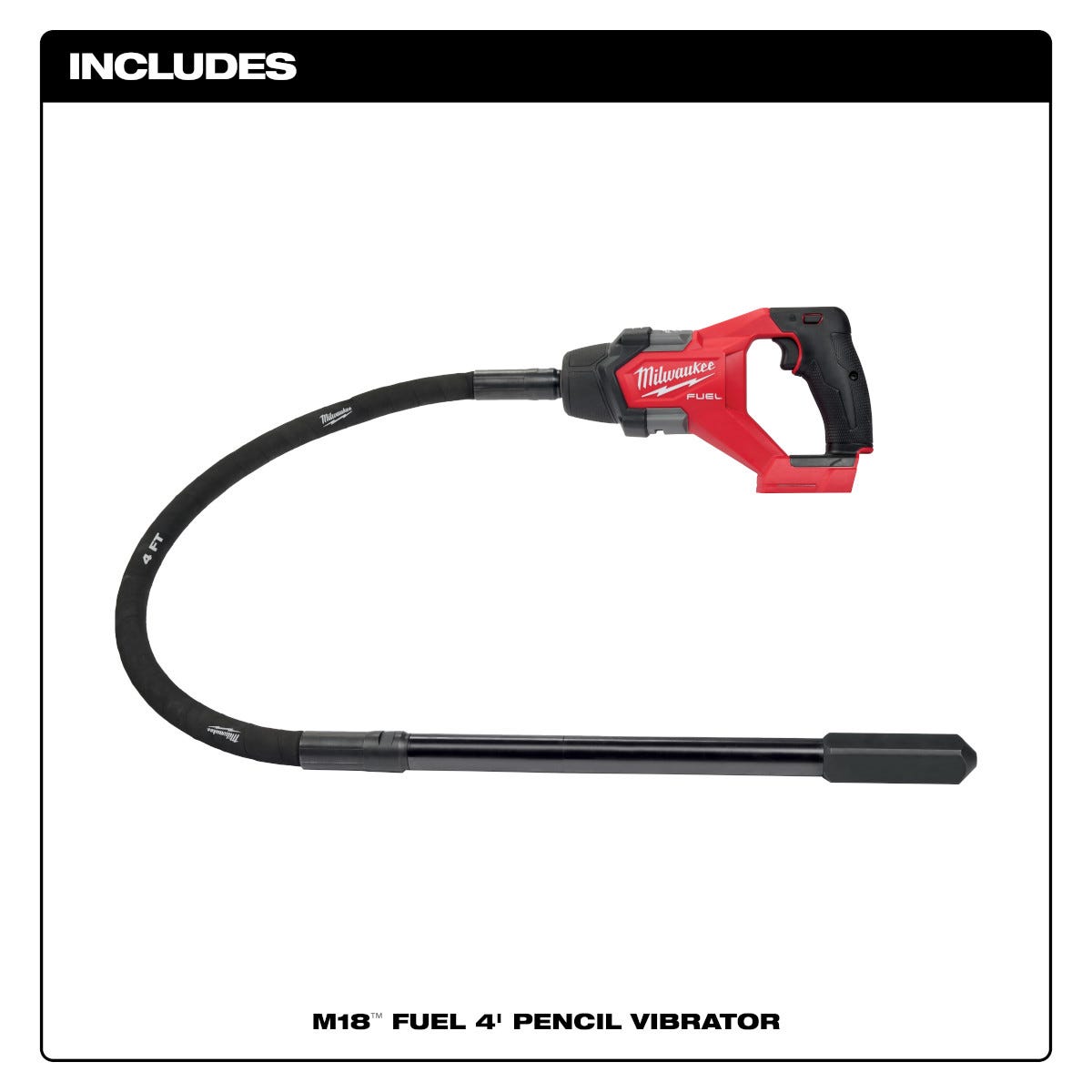 Milwaukee 2910-20 M18 FUEL 4-ft Concrete Pencil Vibrator, Tool Only