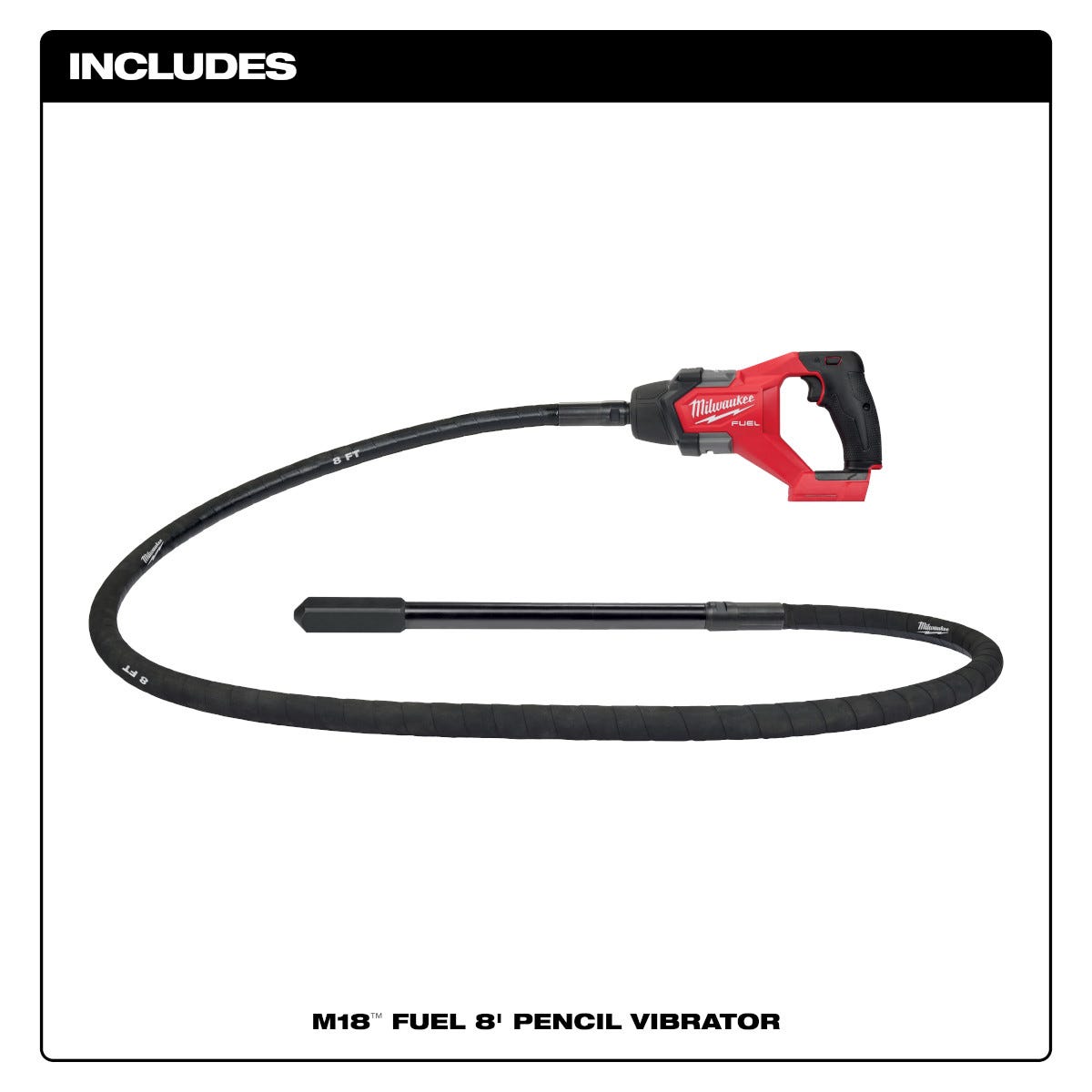 Milwaukee 2911-20 M18 FUEL 8-ft Concrete Pencil Vibrator, Tool Only