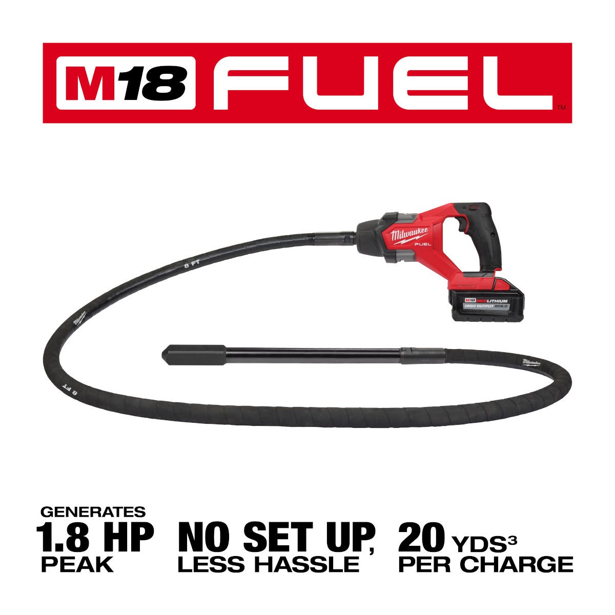Milwaukee 2911-21 M18 FUEL 8-ft Concrete Pencil Vibrator Kit