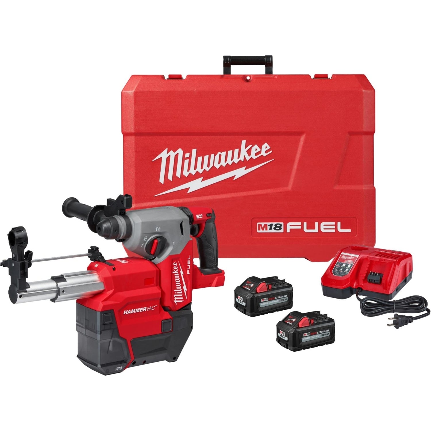 Milwaukee 2912-22DE M18 FUEL 1" SDS Plus Rotary Hammer Dust Extractor 6.0Ah Kit