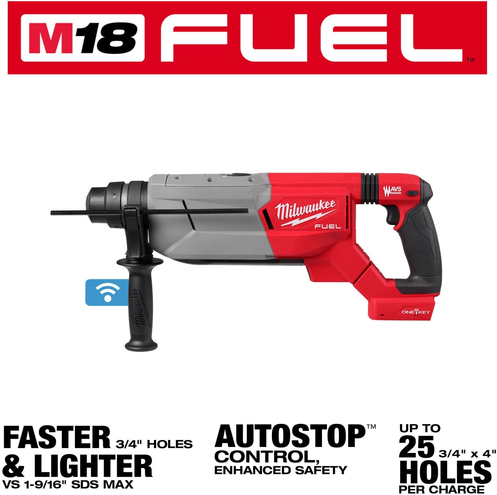 Milwaukee 2916-20 M18 FUEL 1-1/4" SDS Plus D-Handle Rotary Hammer w/ ONE-KEY