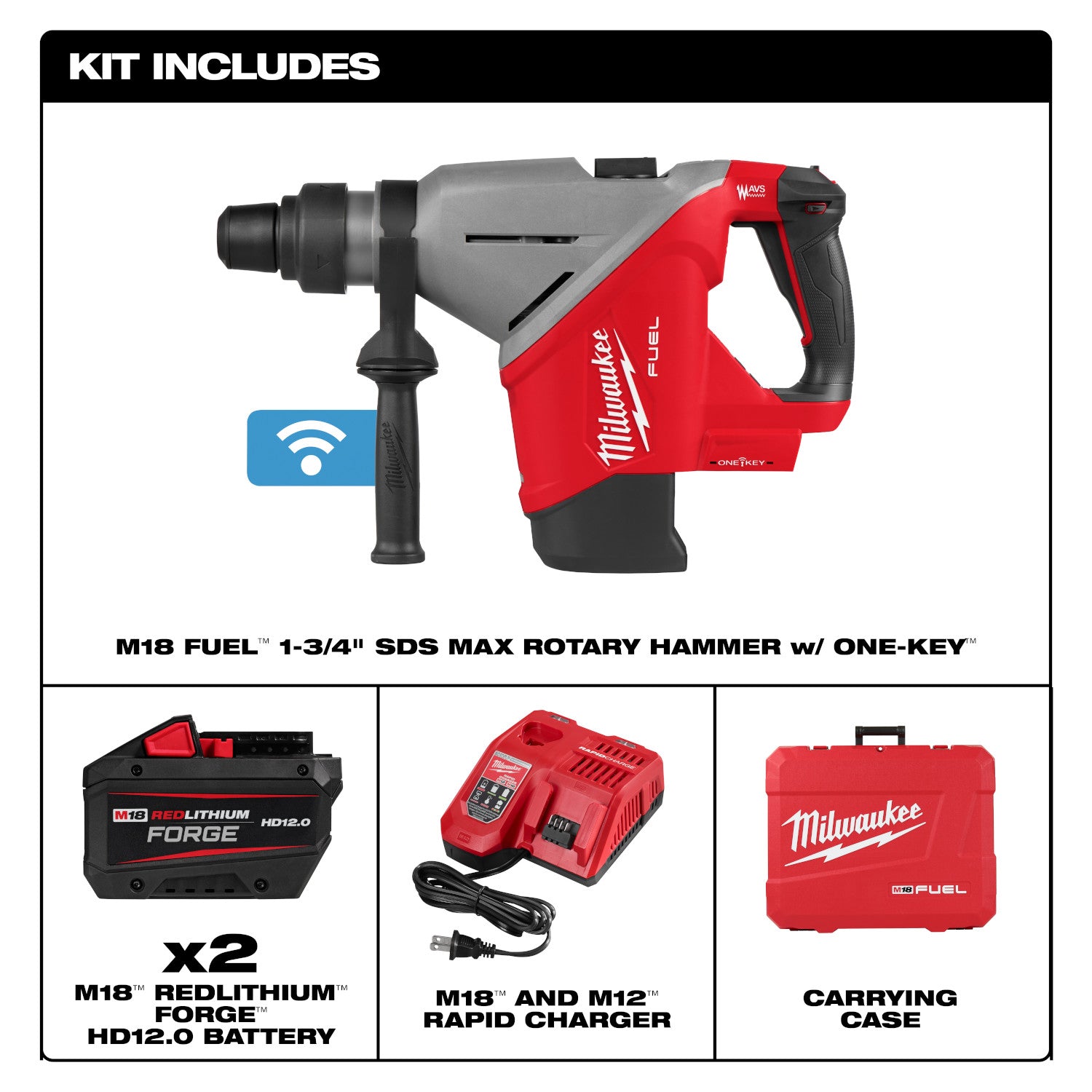 Milwaukee 2918-22HD M18 FUEL 1-3/4-in. SDS MAX Rotary Hammer Kit w