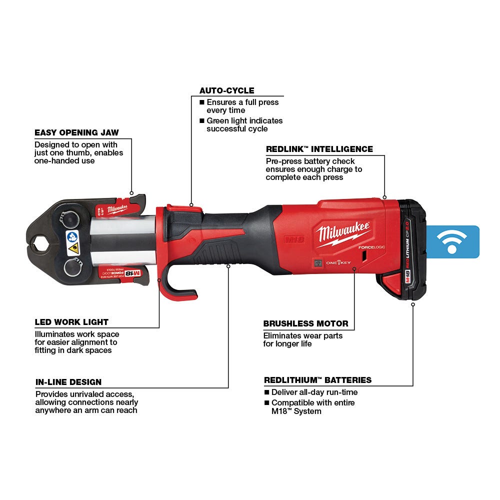 Milwaukee 2922-20 M18 FORCE LOGIC Press Tool with ONE-KEY, Tool Only