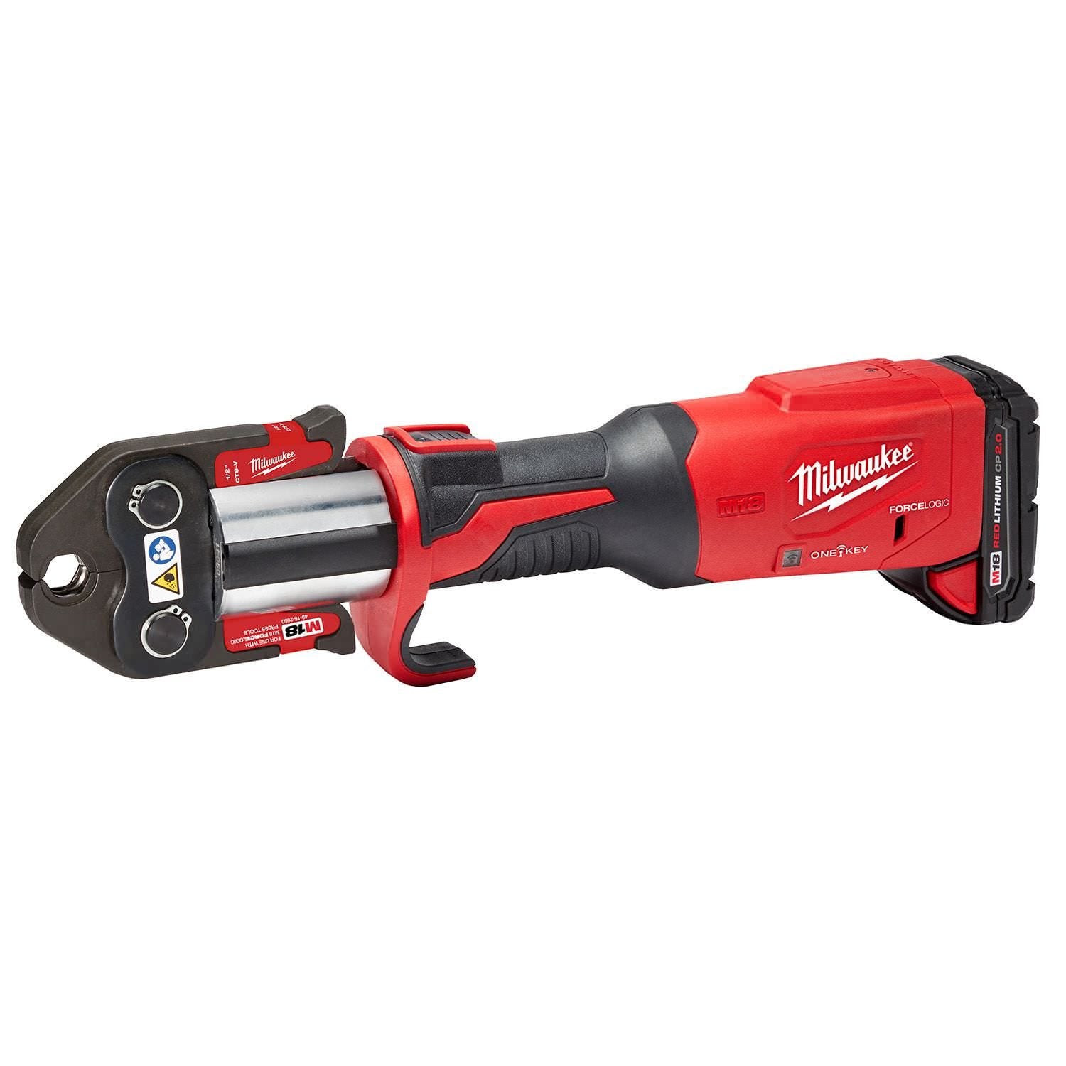 Milwaukee 2922-22 M18 FORCE LOGIC Press Tool with ONE-KEY with 1/2-2-Inch CTS Jaws 2.0Ah Kit