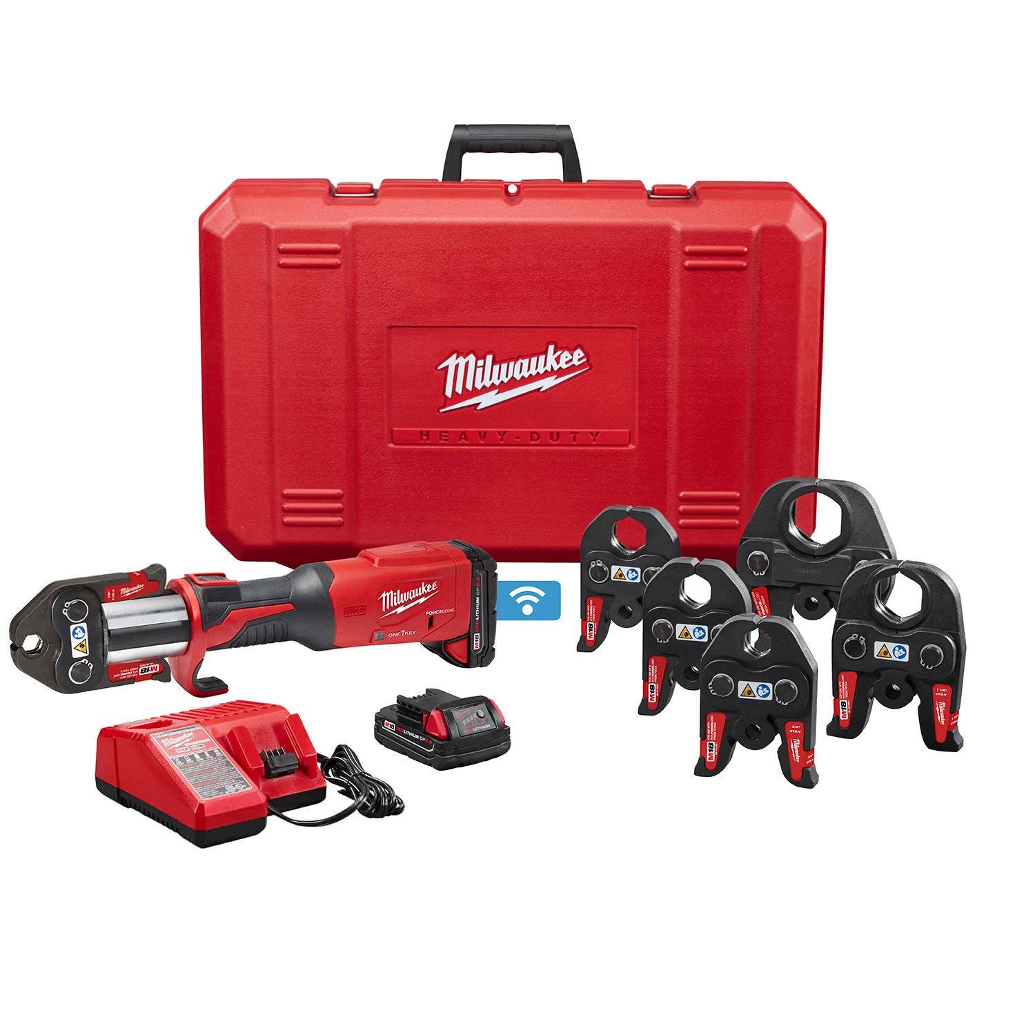 Milwaukee 2922-22 M18 FORCE LOGIC Press Tool with ONE-KEY with 1/2-2-Inch CTS Jaws 2.0Ah Kit