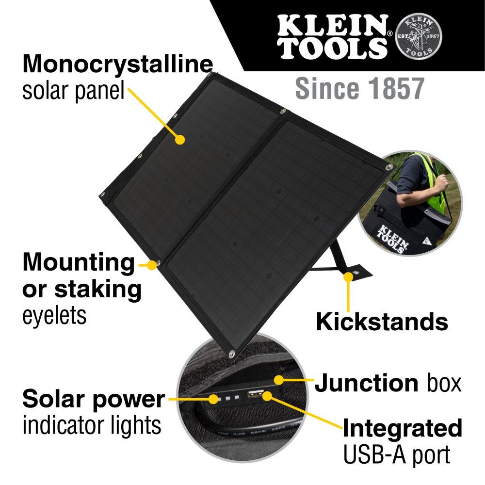Klein 29250 Portable 60-Watt Solar Panel