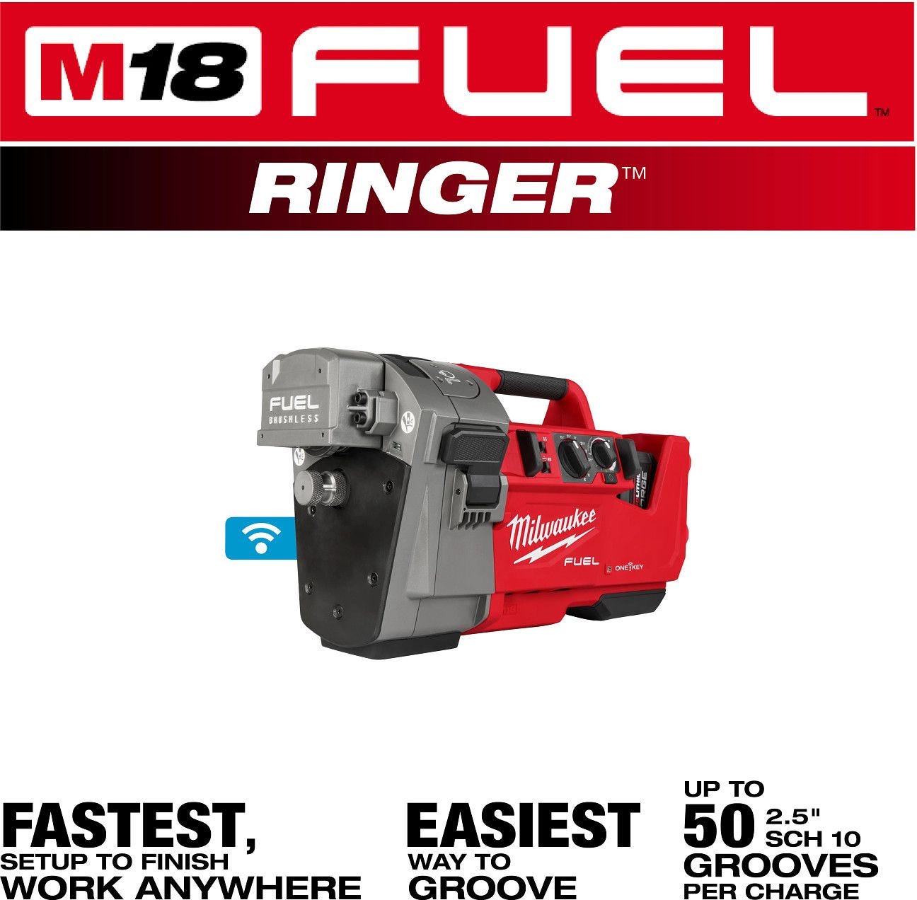 Milwaukee 2927-22 M18 FUEL RINGER Roll Groover for 1-1/4" - 4" Sch 10/40, 6" Sch 10