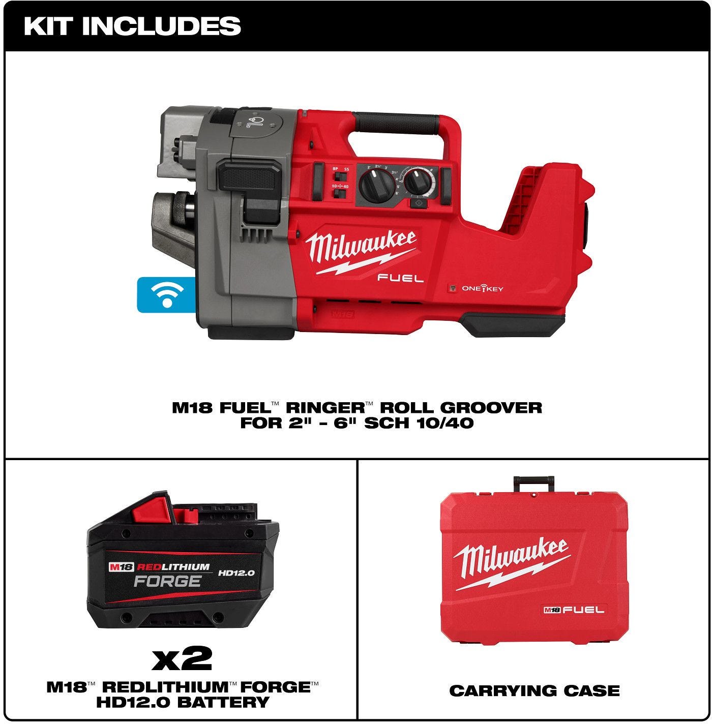 Milwaukee 2928-22 M18 FUEL RINGER Roll Groover for 2" - 6" Sch 10/40
