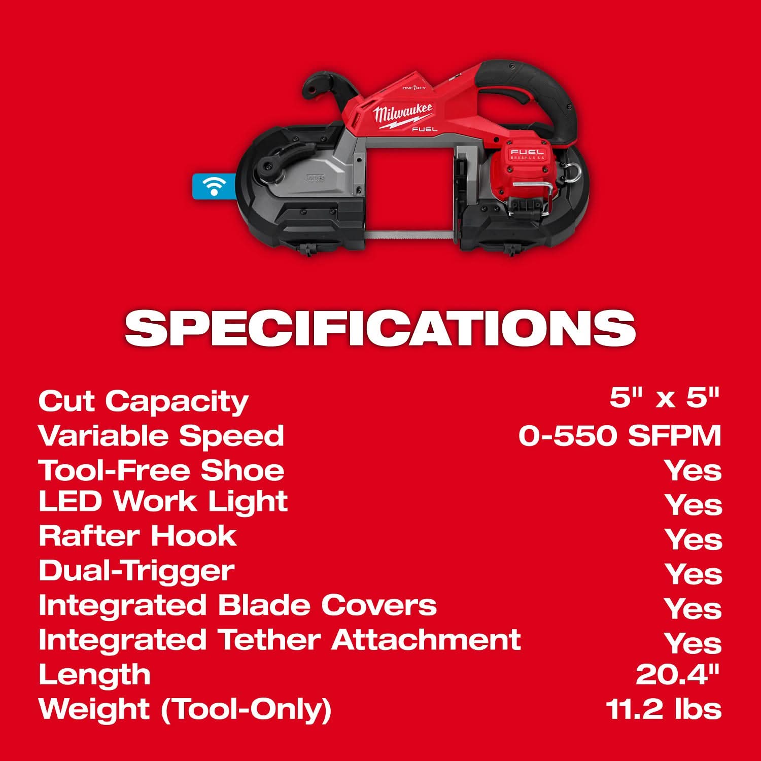 Milwaukee 2929S-20 M18 FUEL™ Deep Cut Dual Trigger Band Saw w/ ONE-KEY™