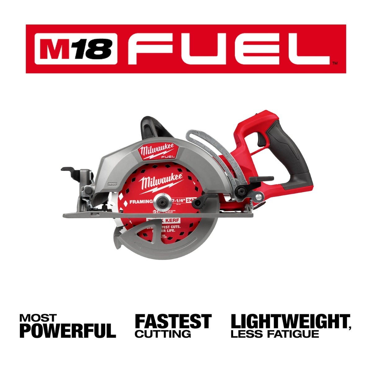 Milwaukee 2930-20 M18 FUEL 7-1/4-in. Rear Handle Circular Saw, Tool Only