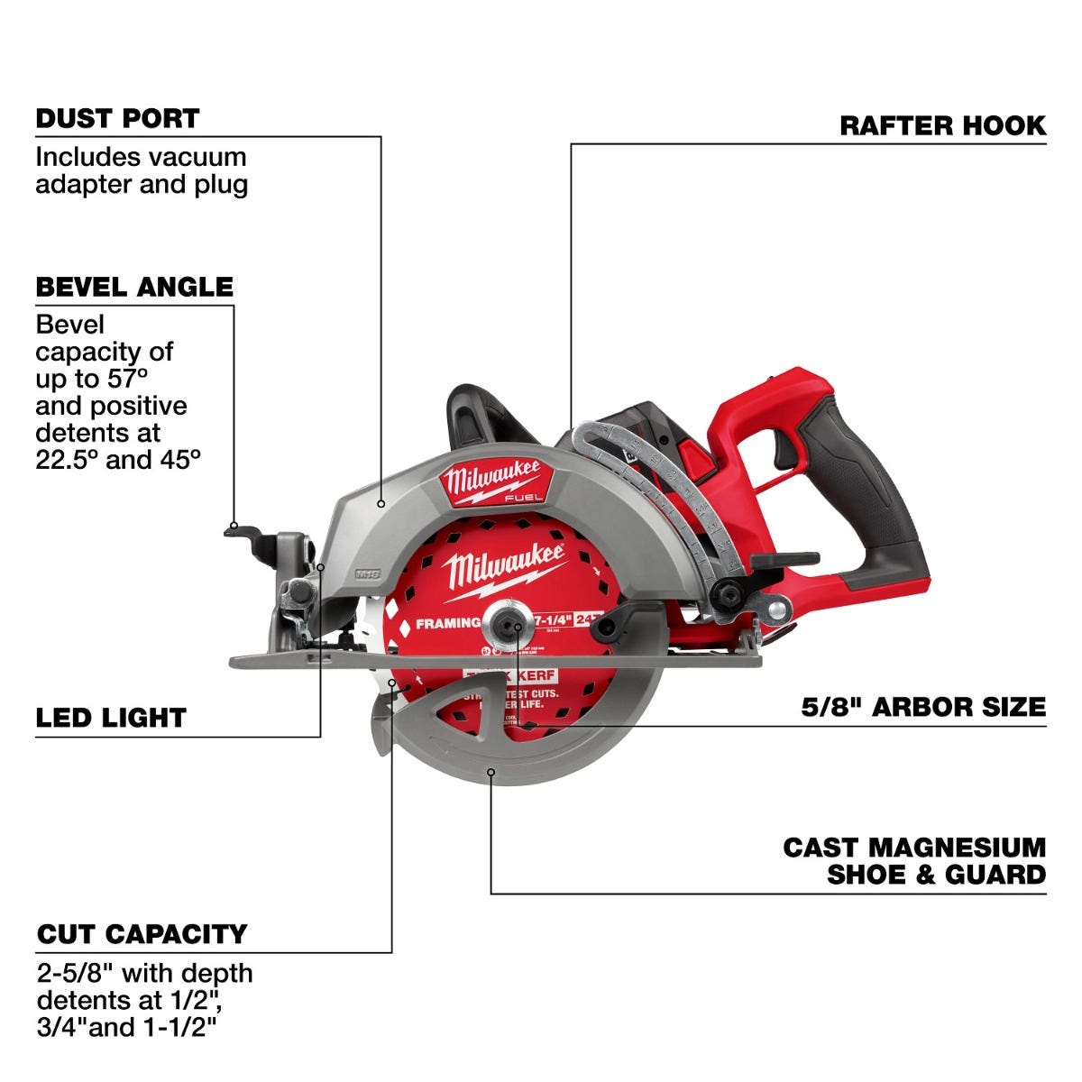 Milwaukee 2930-21HD M18 FUEL 7-1/4-in. Rear Handle Circular Saw 12.0Ah Kit