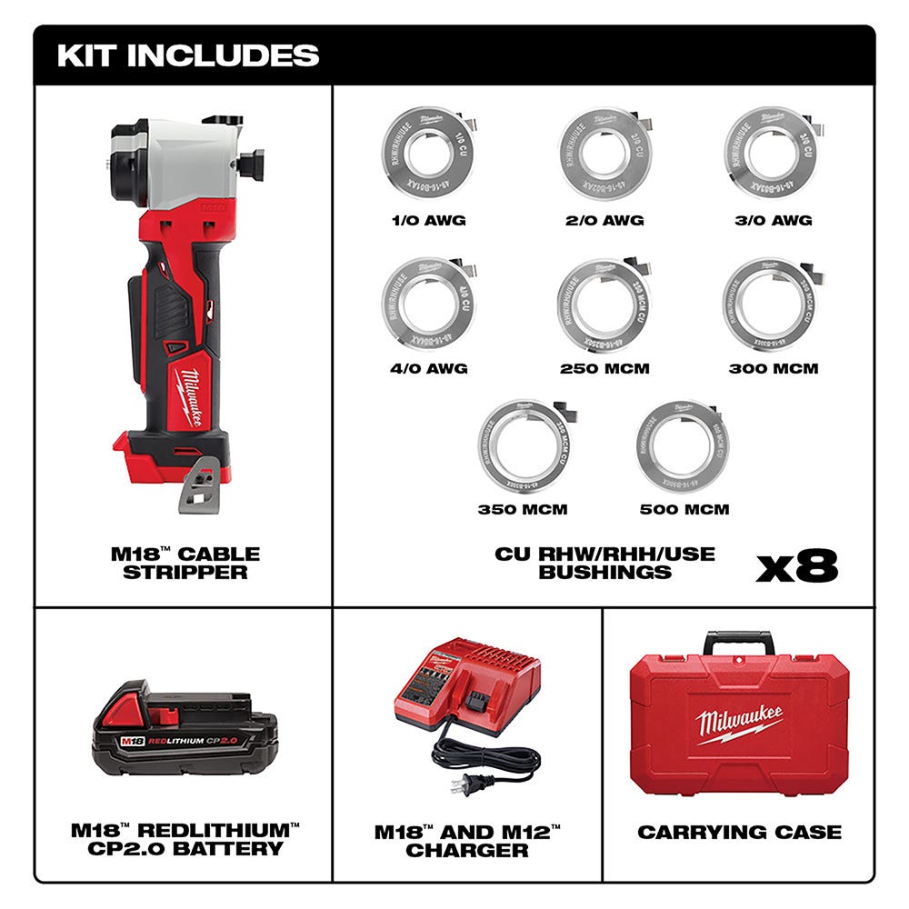 Milwaukee 2935X-21 M18 Cable Stripper 1.5Ah Kit for Copper RHW / RHH / USE
