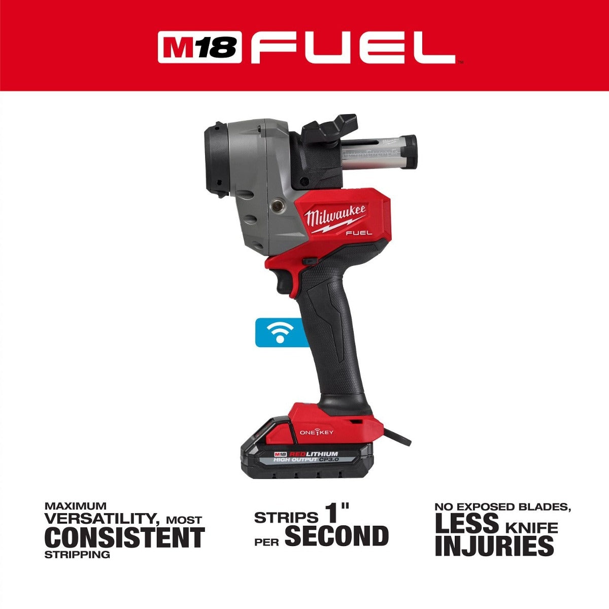Milwaukee 2937-21 M18 FUEL Covered Conductor Cable Stripper 3.0Ah Kit w/ Adjustable Bushings