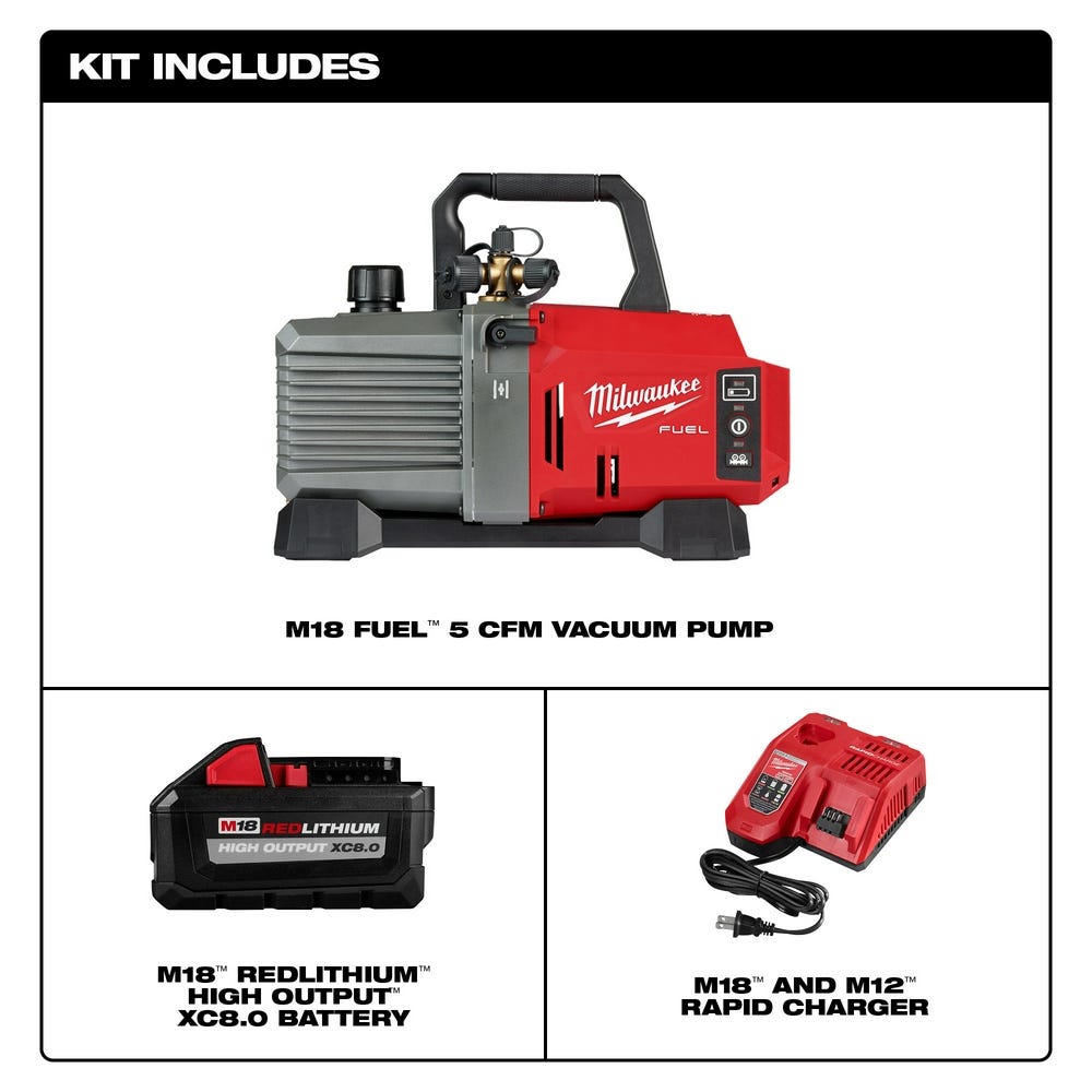 Milwaukee 2941-21 M18 FUEL 5-CFM Vacuum Pump 8.0Ah Kit
