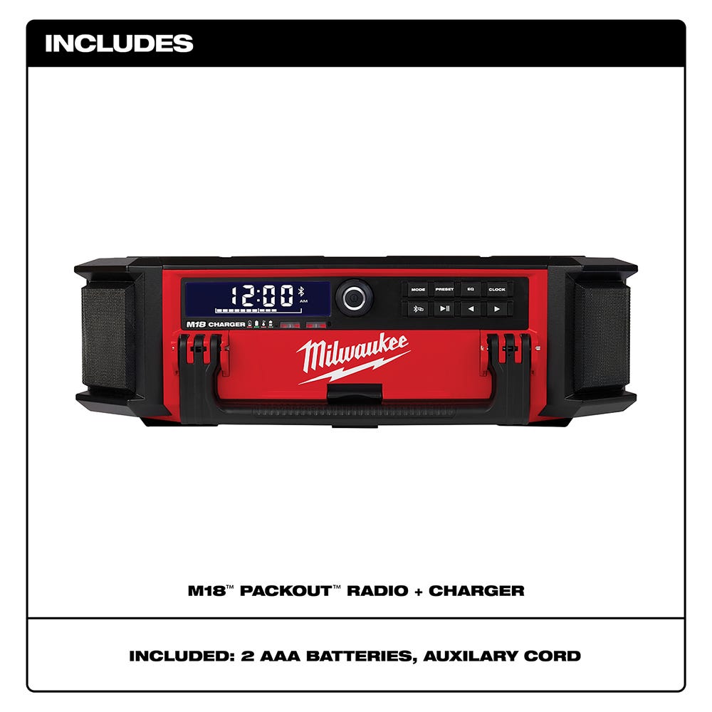 Milwaukee 2950-20 M18 PACKOUT 10-Speaker Bluetooth Jobsite Radio + Charger