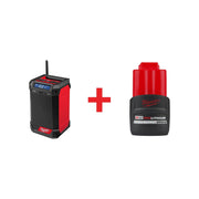 Milwaukee M12 Bluetooth Radio & Battery Charger with M12 REDLITHIUM HIGH OUTPUT CP 2.5Ah Battery Pack