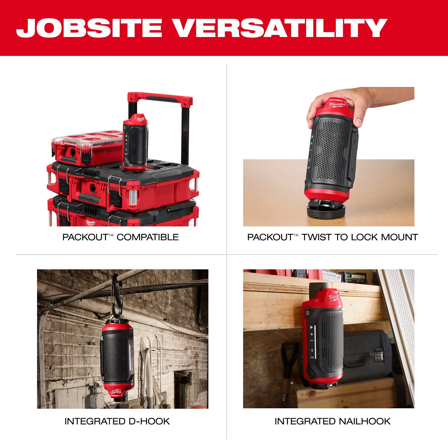 Milwaukee 2955-20 M12 Bluetooth Jobsite Speaker w/ PACKOUT Compatibility