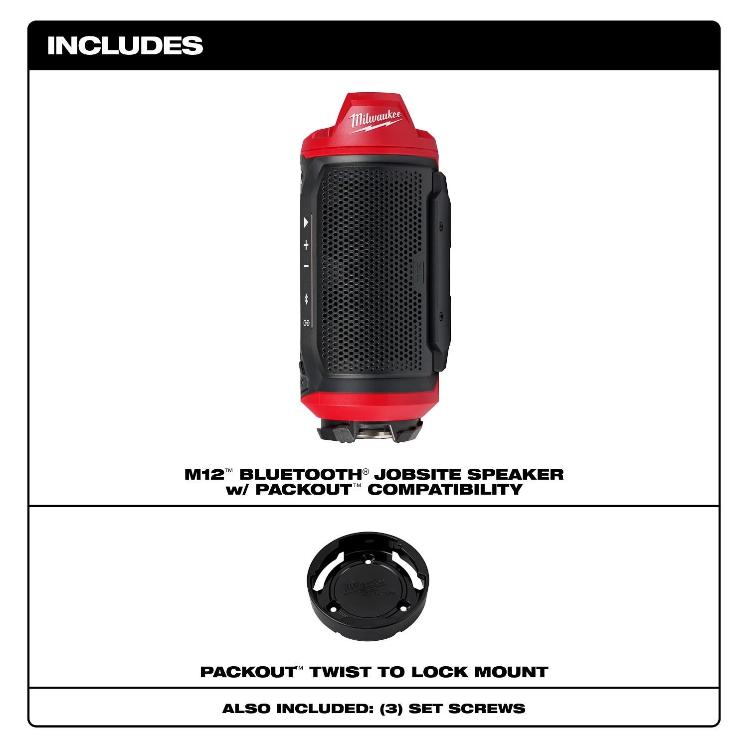 Milwaukee 2955-20 M12 Bluetooth Jobsite Speaker w/ PACKOUT Compatibility