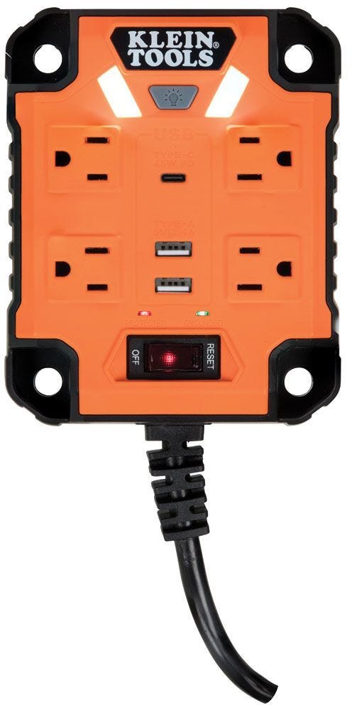 Klein 29601 PowerBox 1 Magnetic Mounted Power Strip with Integrated LED Lights