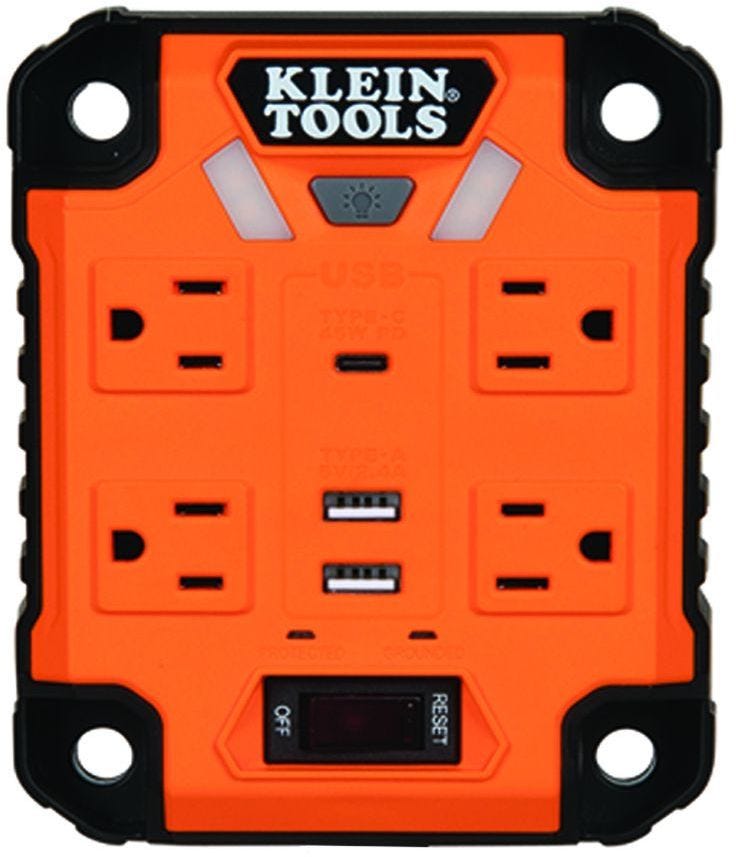 Klein 29601 PowerBox 1 Magnetic Mounted Power Strip with Integrated LED Lights