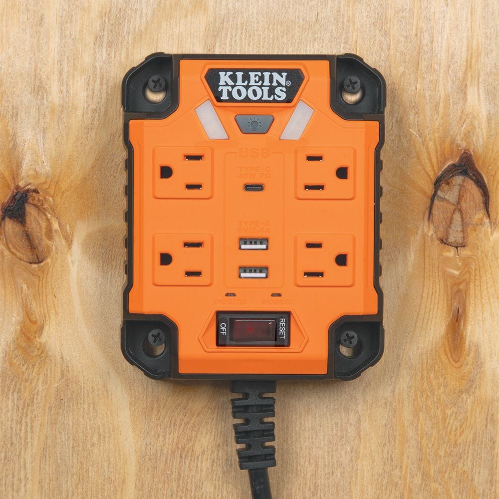 Klein 29601 PowerBox 1 Magnetic Mounted Power Strip with Integrated LED Lights