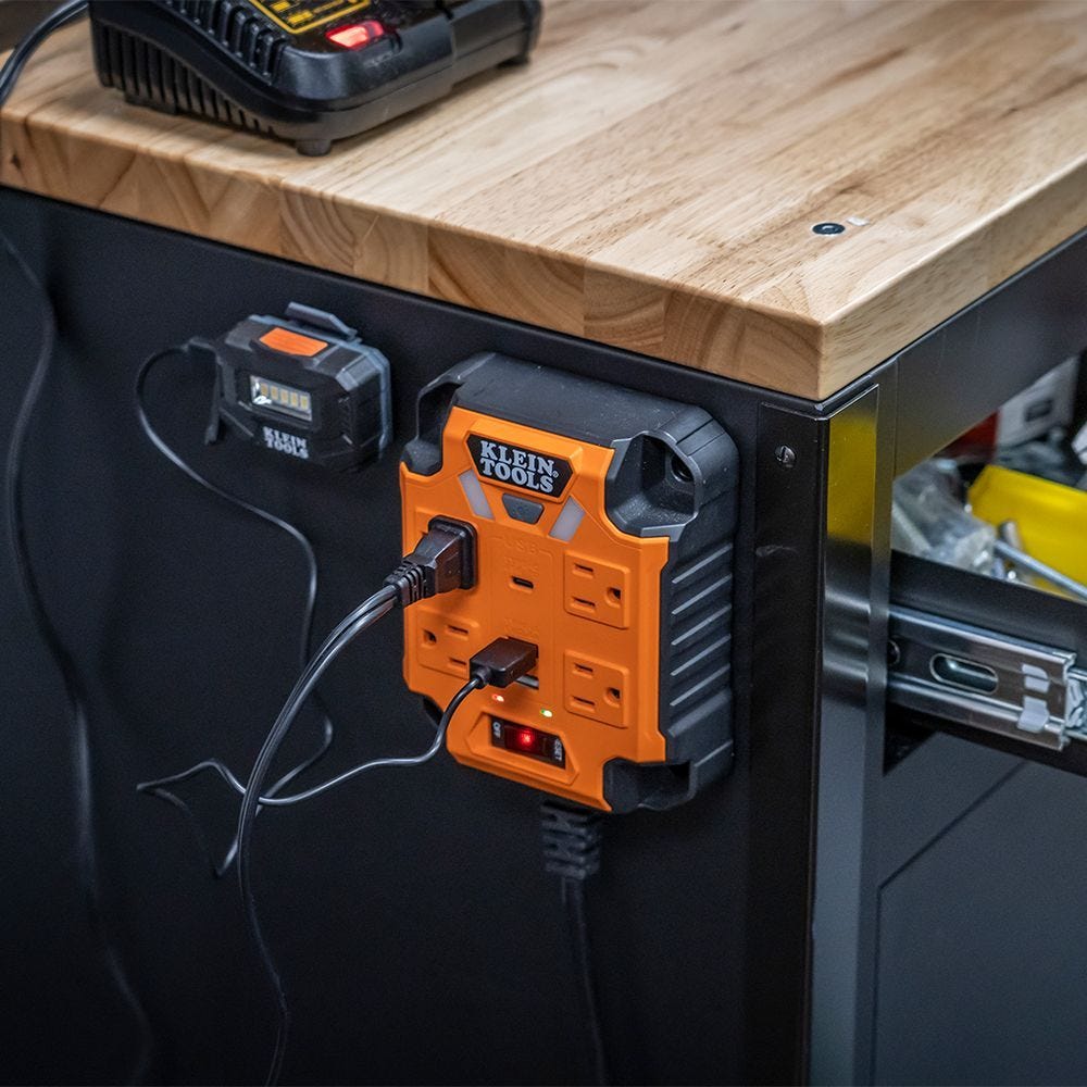 Klein 29601 PowerBox 1 Magnetic Mounted Power Strip with Integrated LED Lights
