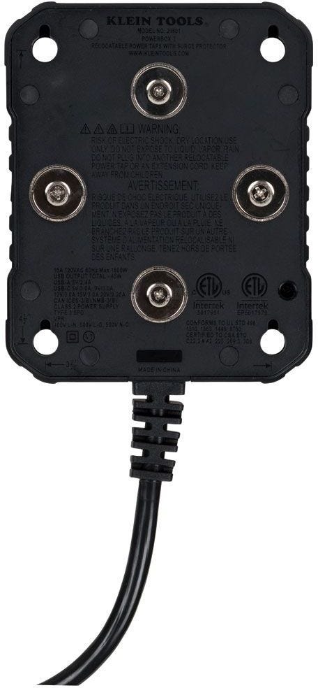 Klein 29601 PowerBox 1 Magnetic Mounted Power Strip with Integrated LED Lights