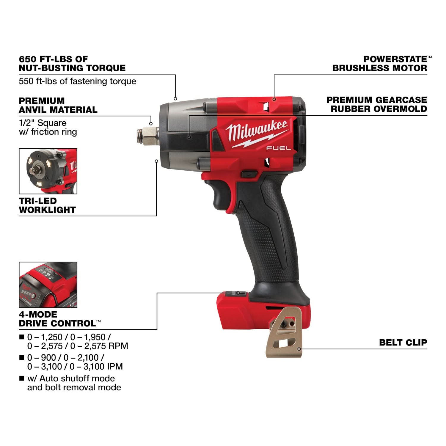 Milwaukee 3890-22 M18 FUEL Impact Wrench & M12 FUEL Ratchet  2-Tool Combo Kit