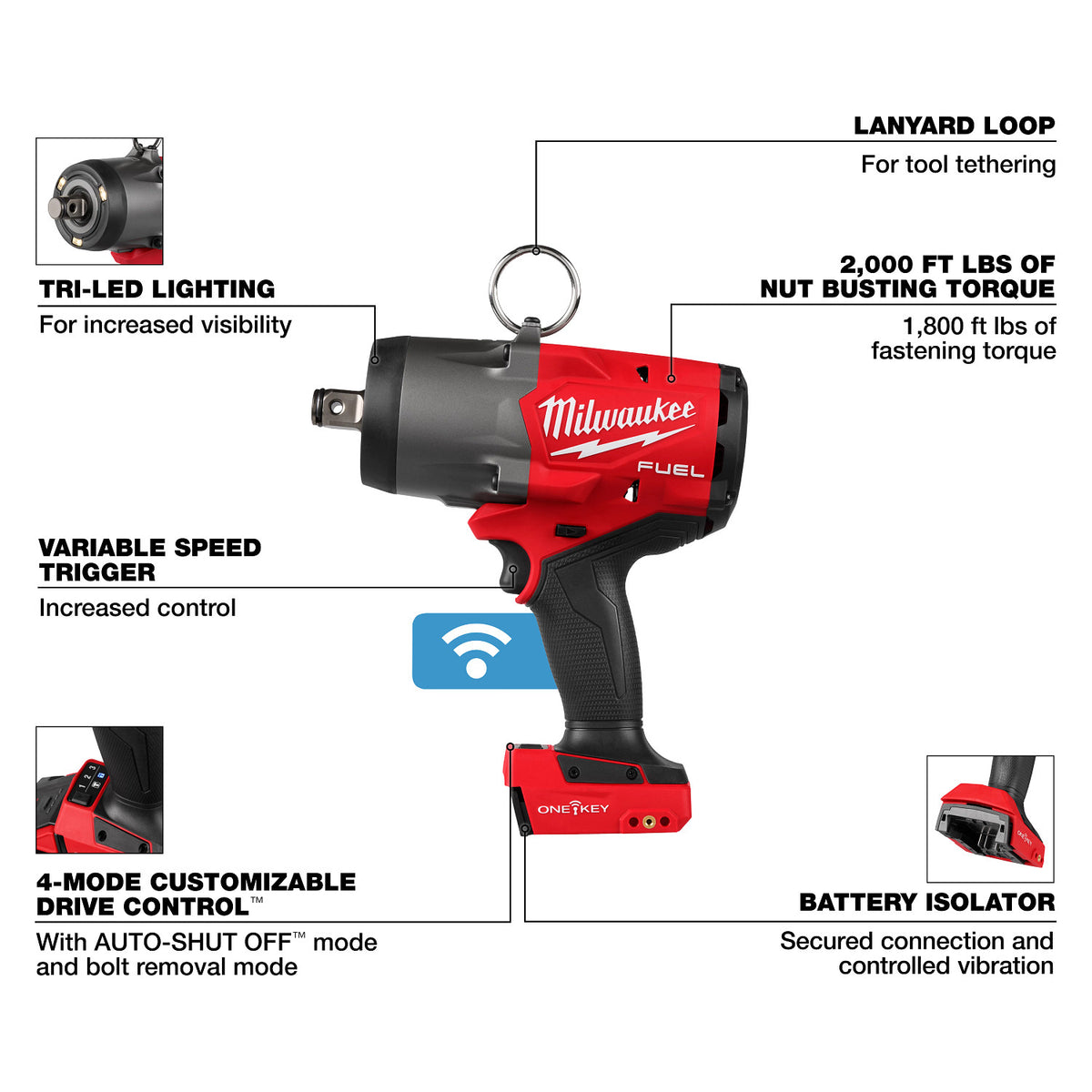 Milwaukee M18 FUEL 3/4-in. High Torque Impact Wrench w/ ONE-KEY, Tool Only (2964-20)