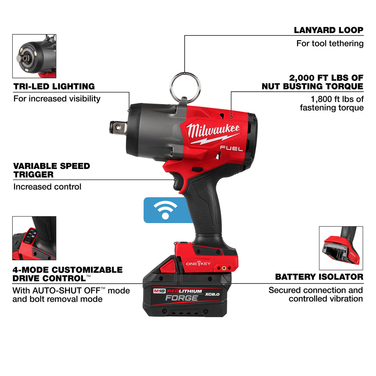 Milwaukee M18 FUEL 3/4-in. High Torque Impact Wrench w/ ONE-KEY 8.0Ah Kit (2964-22)