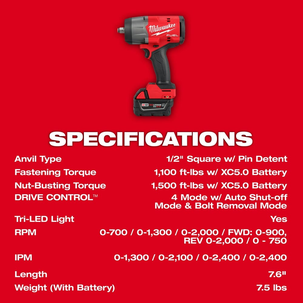 Milwaukee 2967-22GG M18 FUEL 1/2" HTIW & Grease Gun Combo Kit