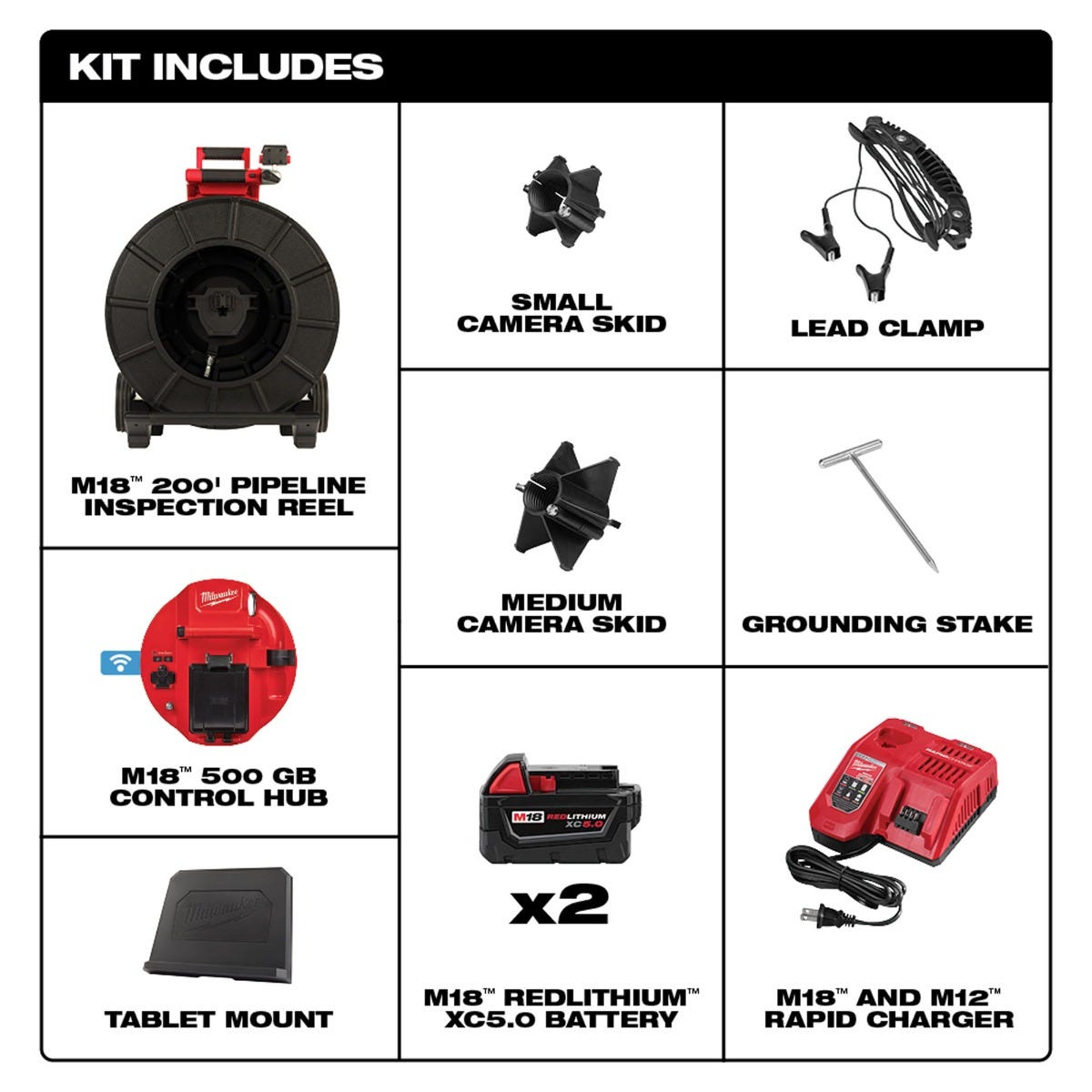 Milwaukee 2974-22 M18 200 Pipeline Inspection 5.0Ah System