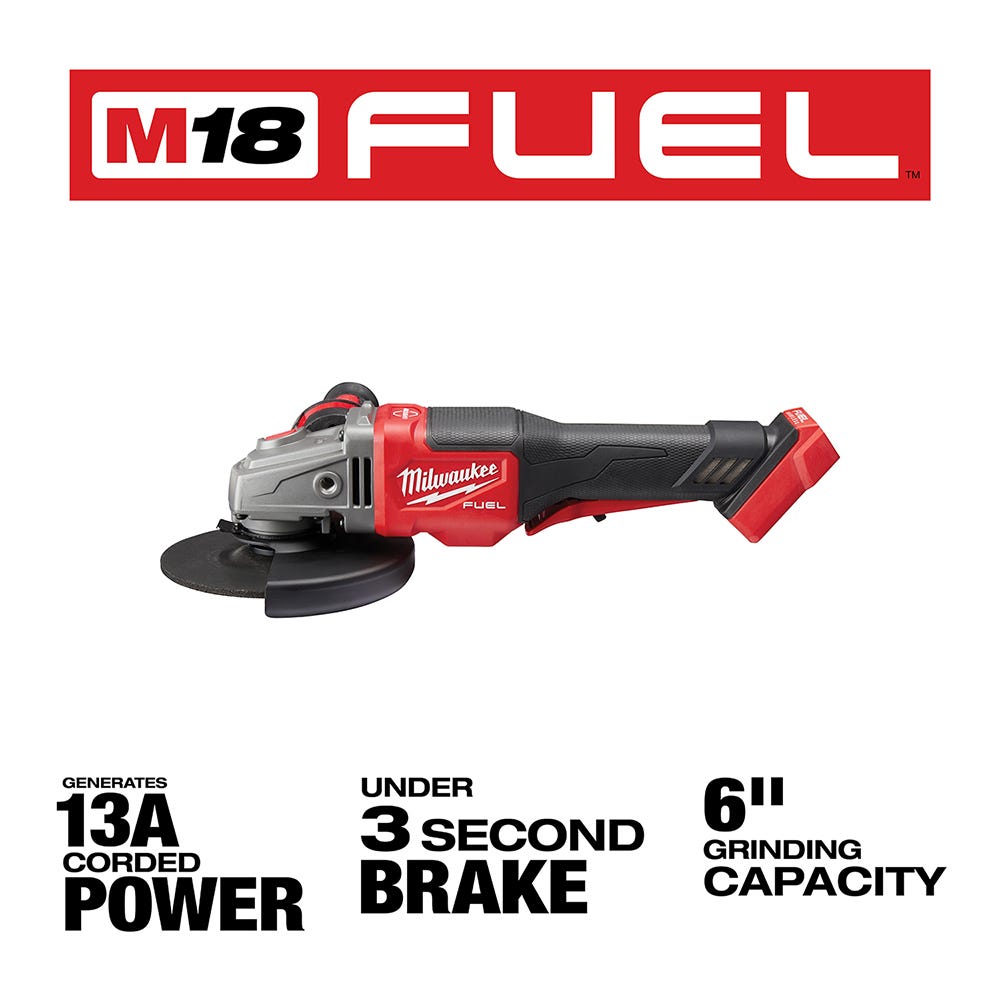 Milwaukee 2980-20 M18 FUEL Brushless 4-1/2" - 6" Paddle Switch Grinder, No-Lock, Tool Only