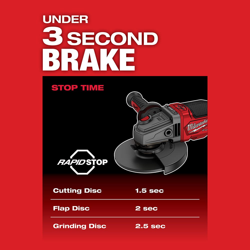 Milwaukee 2980-20 M18 FUEL Brushless 4-1/2" - 6" Paddle Switch Grinder, No-Lock, Tool Only