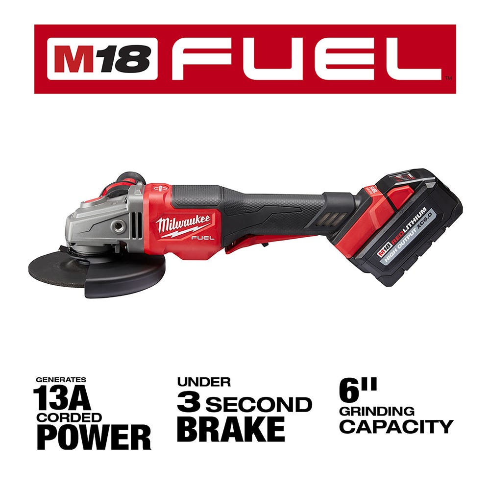 Milwaukee 2980-22 M18 FUEL Brushless 4-1/2" - 6" Paddle Switch Grinder, No-Lock, Kit