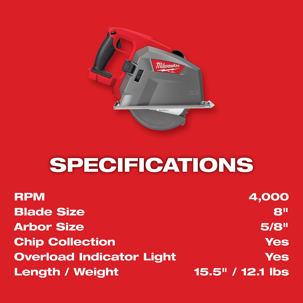 Milwaukee 2982-20 M18 FUEL 8" Metal Cutting Circular Saw, Tool Only