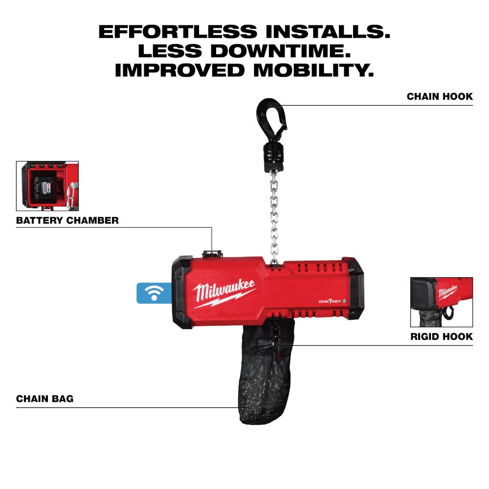 Milwaukee 2983-22HD M18 Compact 1-Ton Chain Hoist w/ ONE-KEY