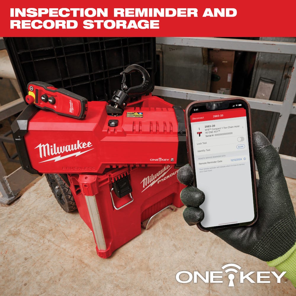 Milwaukee 2983-22HD M18 Compact 1-Ton Chain Hoist w/ ONE-KEY