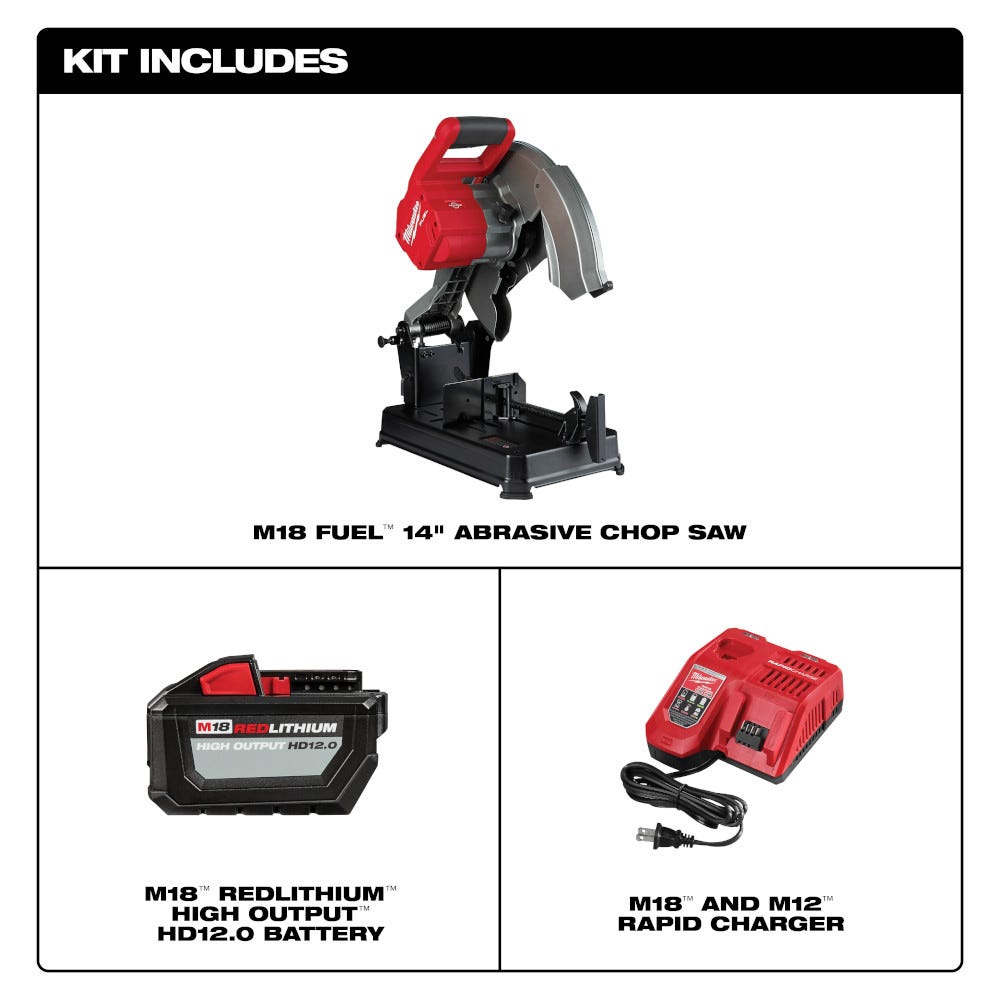 Milwaukee 2990-21HD M18 FUEL 14-Inch Abrasive Chop Saw 12.0Ah Kit