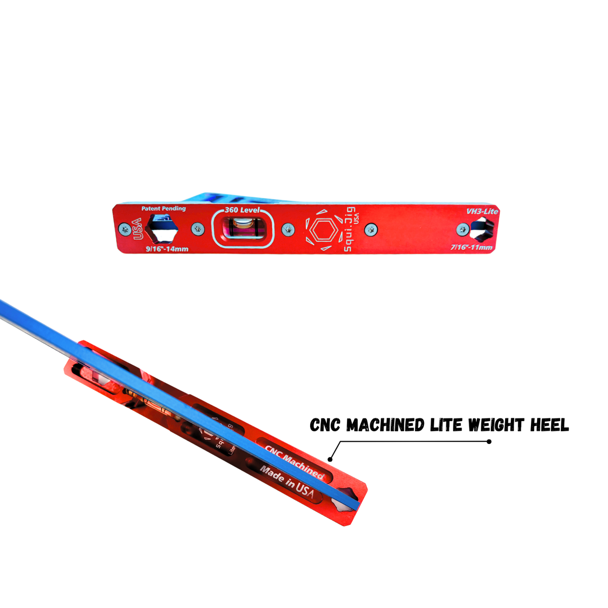 SquiJig Fusion Pro 7.5-in. Rafter Square w/ Level Heel, Red, White & Blue, image 3