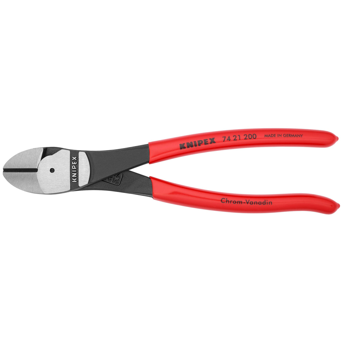 Knipex 74 21 200 SBA 8-in. high leverage 12 degree angled diagonal cutters