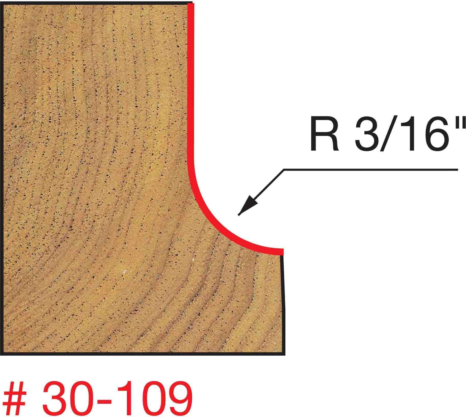 Freud 30-109 3/16-Inch Radius Cove Router Bit