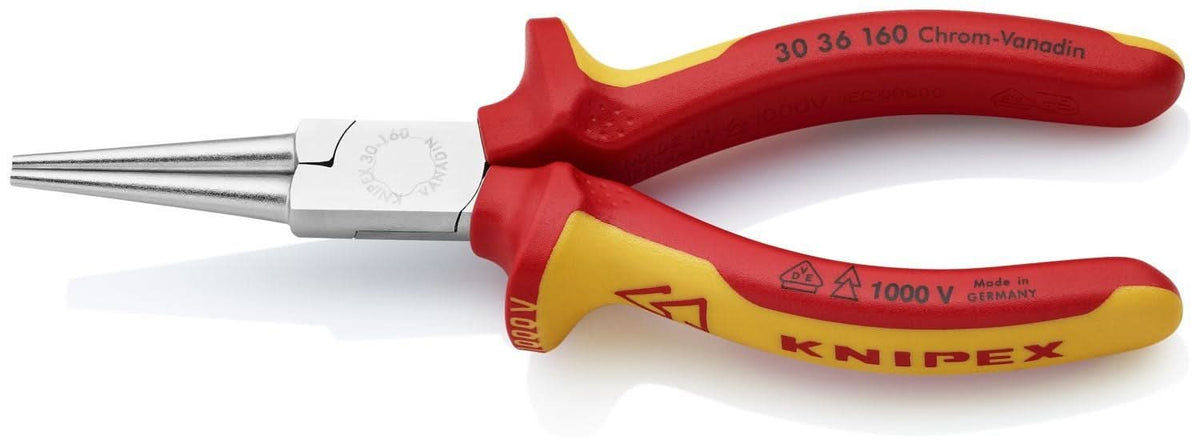 Knipex 30 36 160 Long Nose Pliers-Round Tips-1000V Insulated