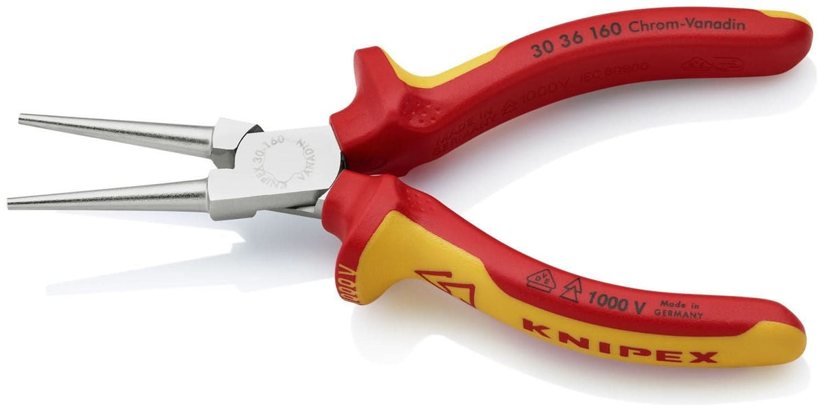 Knipex 30 36 160 Long Nose Pliers-Round Tips-1000V Insulated