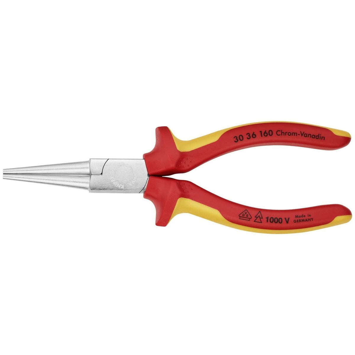 Knipex 30 36 160 Long Nose Pliers-Round Tips-1000V Insulated