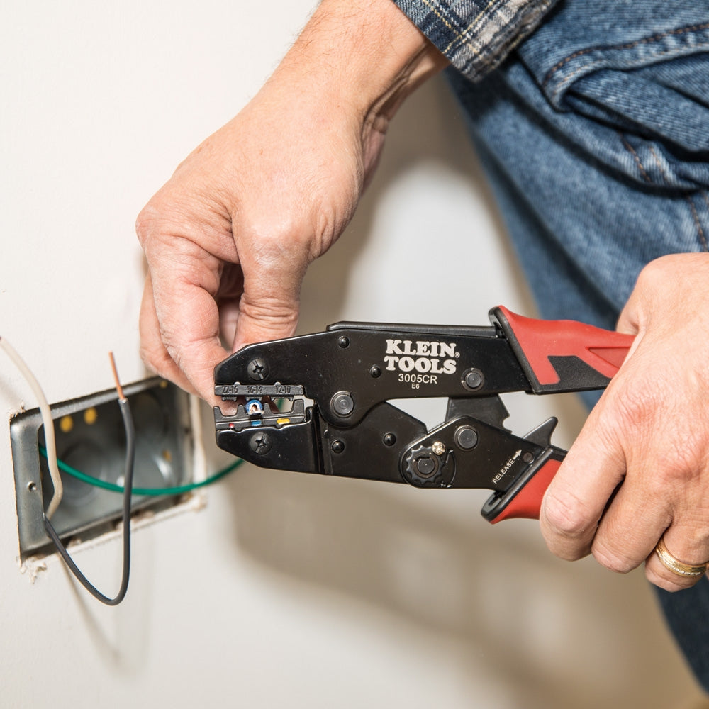 Klein 3005CR Ratcheting Crimper, 10-22 AWG - Insulated Terminals