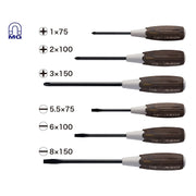 Vessel 3006CS WOOD-COMPO Non-Slip Screwdriver 6-Piece Set