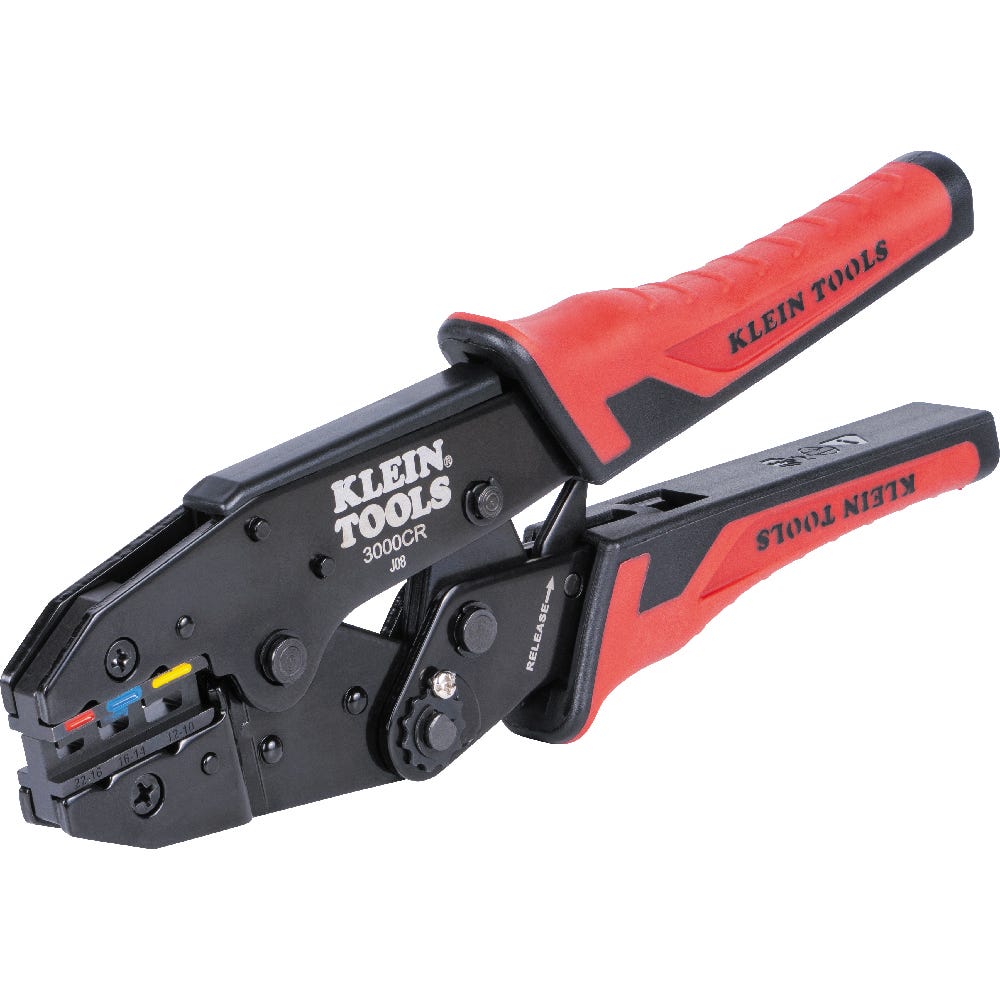 Klein Tools 3007CR Ratcheting Heat Shrink Terminal Crimper, 10-22 AWG
